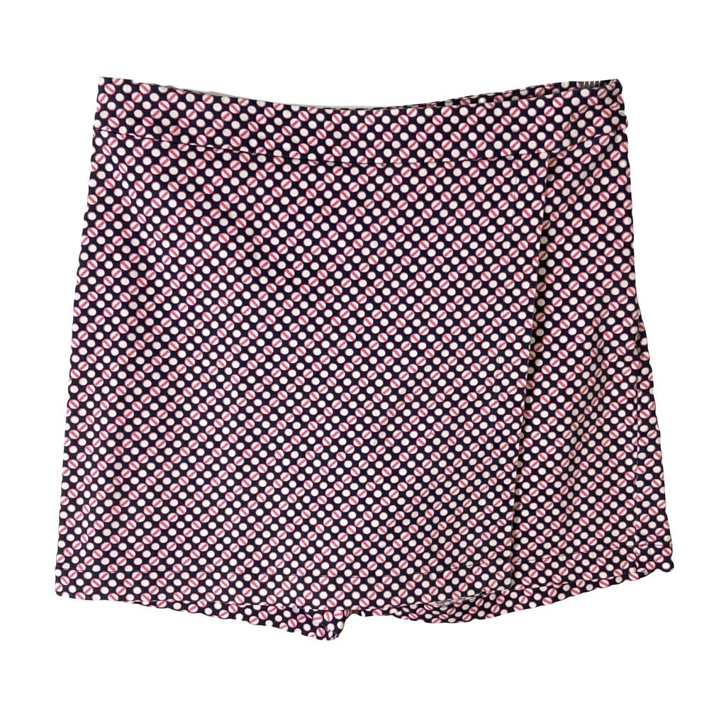 NWOT TALBOTS Skort Shorts 10 Pink White Black Geometric-Print Stretch-Cotton Zip